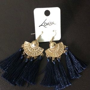 Tassel Earrings Navy/Gold